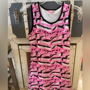 Juniors Black, white & Pink Sequence Dress Size 16